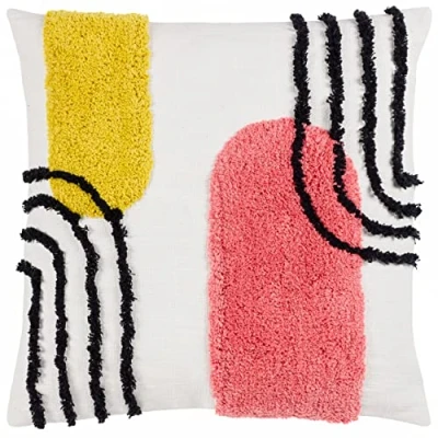 Image of Heya Home Elmer Feather Filled Cushion,Citrus/Pink,45 x 45cm
