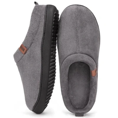 Image of MERRIMAC Men&#039;s slip on Slippers Comfy Memory Foam Non Indoor House Shoes Grey,9/10 UK