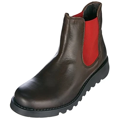 Image of Fly London Women&#039;s Salv Chelsea Boots, Dk Brown Red Elastic, 3 UK
