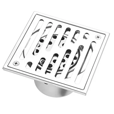 Image of TOPINCN Floor Drain, Stainless Steel Square Anti Odor Bathroom Waste Gate Shower Large Caliber New Home Living Hair Stopper Bath (110 * 110mm)