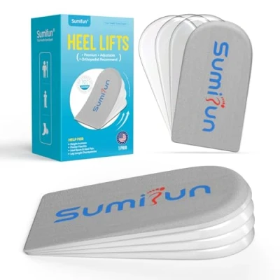 Image of Adjustable Heel Lifts for Women Shoes Sumifun 4 Layers Orthopedic Shoe Lift Leg Length Discrepancy Gel Inserts Uneven Legs Pain Spur 1/4&quot; 1/2&quot; 3/4&quot; (Size S,1 Pair)