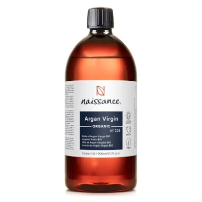 Image of Naissance Organic Argan Oil (No. 228) 900ml Anti Ageing, Antioxidant, Vegan, Natural Moisturiser &amp; Conditioner for Face, Hair, Skin, Beard Cuticles