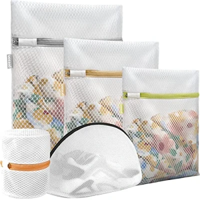 Image of Prezon Mesh Laundry Bags, Washing Machine Wash Reusable and Durable Bags for Delicates Blouse, Hosiery, Underwear, Bra, Lingerie Baby Clothes 5 Different Size