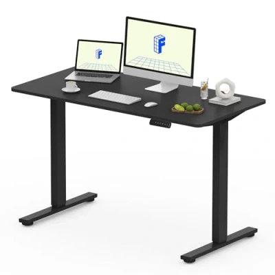 Image of FLEXISPOT ONE PIECE Electric Standing Desk, Sit Stand Table Height Adjustable Desk with Memory Smart Pannel for Home Office, 120 x 60 cm Black