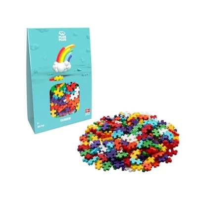 Image of Plus Building Blocks Toy 300 pc Kids Construction Toys, Creative Learning Resources and STEM Play for Home Travel Girls Boys Toys Age 5 Rainbow Pieces