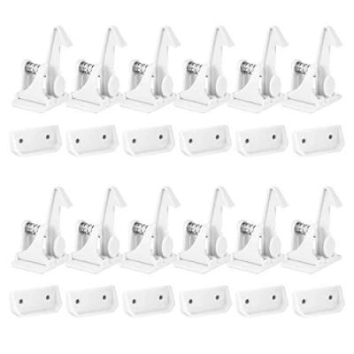 Image of 12 Pack White Child Safety Cabinet Locks, SACONELL Baby Proofing Cupboard Drawer Latches for Kitchen and Home, No Tools or Drilling Needed, Invisible Design with Strong Adhesive