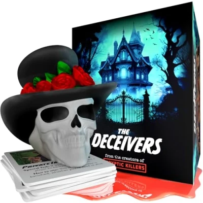 Image of The Deceivers Murder Mystery Party Game Like Werewolf Adult Board Night, Family Games, Secret Spy Games &amp; Traitor Role Playing Bluffing, Deception, and Strategy CRYPTIC KILLERS