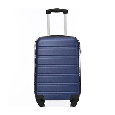 Image of ModernLuxe Suitcase, Small Hard Shell ABS Carry on Travel Trolley 4 Wheel Spinner, Lightweight Lockable Hand Luggage, 20inch, Deep Blue