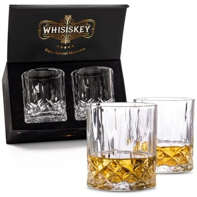 Image of Whisiskey Whiskey Glass Set Gift Sets for Men Whisky Birthday Gifts Rum Tumblers Mens with 2 Glasses, Accessories