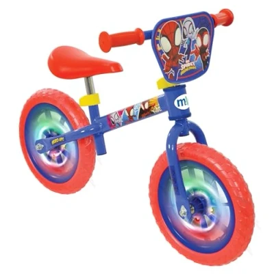 Image of Disney Spidey &amp; His Amazing Friends 12&quot; Boys and Girls Balance Bike 2+ Years Old with Light Up Wheels Adjustable 12 Inch Kids Toddler