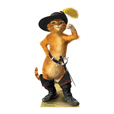 Image of STAR CUTOUTS SC789 Puss in Boots from Shrek Mini Cardboard Cutout for Fans, Parties and Collectors Height 91cm, Solid, Regular