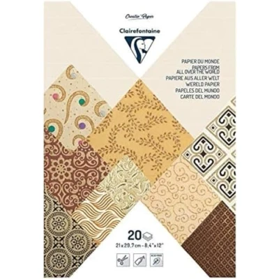 Image of Clairefontaine Ref 95096C PaperTouch Handmade Papers (Pack of 20 Sheets) A4 (210 x 297mm) in Size, Acid Free Paper, Suitable for Cutting &amp; Gluing Ivory&#039;s/Browns