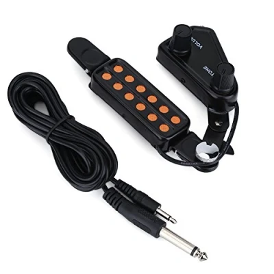 Image of 12 Hole Acoustic Guitar Pickup, Magnetic Pickup Transducer with Volume Tone Tuner Kit Accessory for