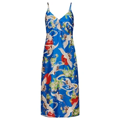 Image of Superdry Women&#039;s Vintage MIDI Slip Dress Casual, Crane Sky Blue, M