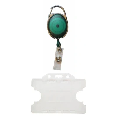 Image of Customcard Retractable Badge Reel with Double Sided Opaque ID Card Holder Green