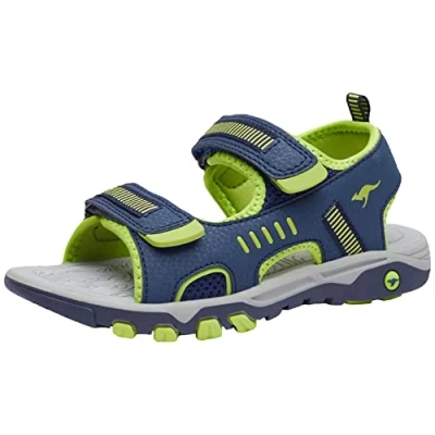 Image of KangaROOS Unisex Kids’ K Logan Low Top Sneakers, Blue (Dk Navy/Lime 4054), 10 UK