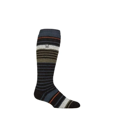 Image of Mens 1 Pair Heat Holders 2.3 TOG Thermal Ski Socks Charcoal / Olive 6 11