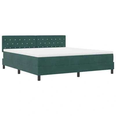 Image of vidaXL Box Spring Bed with Mattress &amp; LED Dark Green 180x200 cm Velvet