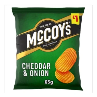 Image of McCoy&#039;s Cheddar &amp; Onion Sharing Crisps 65g, x Case of 20