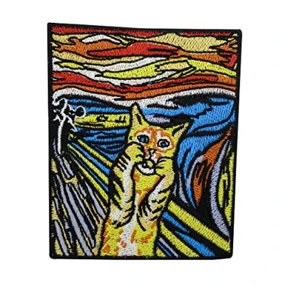 Image of The Scream Cat Iron on Patch Embroidery Patch, Dog Patches, Ironable Funny Badges Finally Home