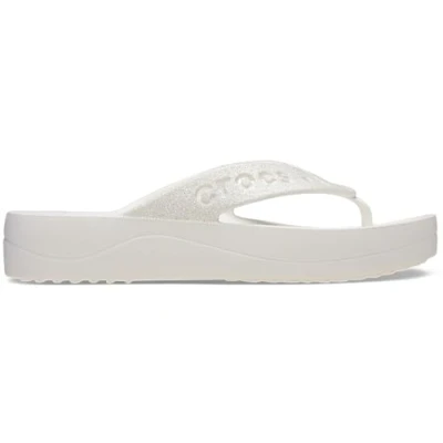 Image of Crocs Women&#039;s Baya Platform Flip Wedge Sandal, White, 9 UK