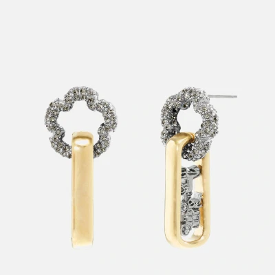 Image of Coach Tearose Statement Gold and Silver Tone Earrings