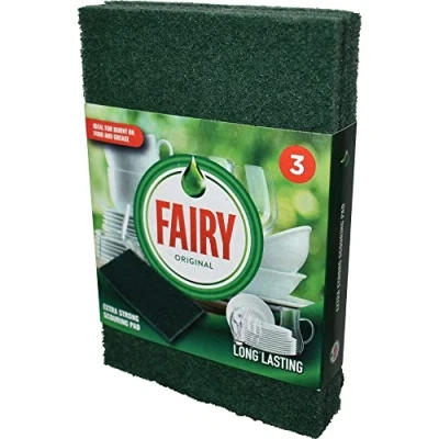 Image of Addis Fairy Original Extra Strong Scourer Pads, Pack of 3, Mixed Colours Green