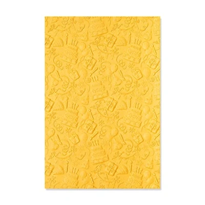 Image of Sizzix 3 D Textured Impressions Embossing Folder Celebrate by Kath Breen, 665402, Multicolor, One Size