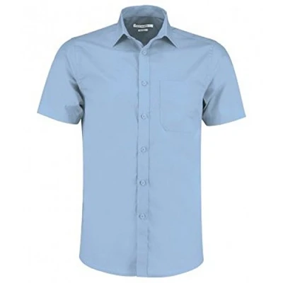 Image of Kustom Kit Mens Short Sleeve Tailored Poplin Shirt (19) (Light Blue)