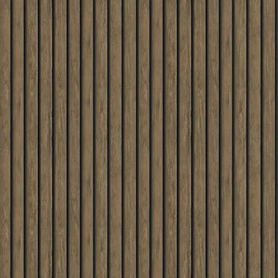 Image of Dark Oak Wooden Slat Wallpaper Wood Effect Modern Realism Contemporary Feature Wall Bedroom