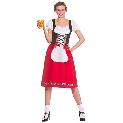 Image of Womens Traditional Bavarian Beer Girl Fancy Dress Costume Large (UK 18 20)