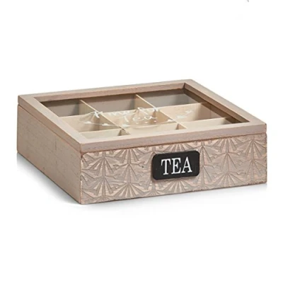 Image of Zeller 15115 MDF/Glass Tea Box, Wood, 24 x 7 cm