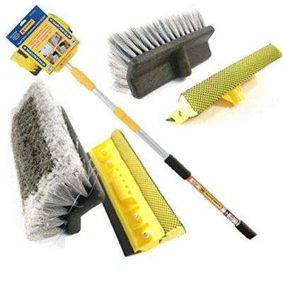 Image of 3m 9ft Aluminium Telescopic Water Brush Fed Window Strong Quality Durable Long Lasting Wash Metre Foot Squeegee Expandable Extendable Car Van Trucks Caravans Conservatories Boats