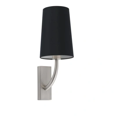 Image of Rem Matt Nickel, Black Shade Wall Lamp