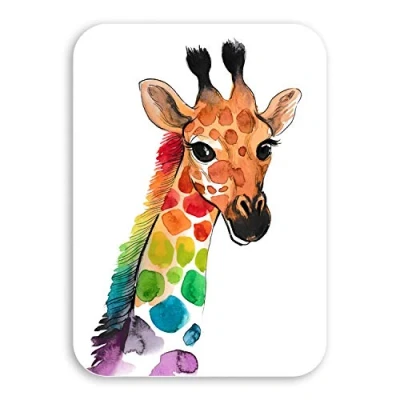 Image of 2 x 10cm Rainbow Giraffe Vinyl Stickers Wild Animal Fun Laptop Sticker #20865 (10cm Tall)