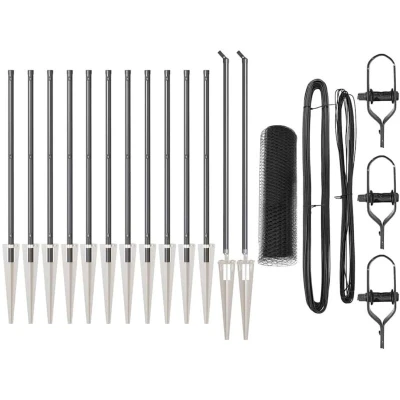 Image of vidaXL Fencing Set of 2 Grey Powder Coated Steel 25 x 1 m Durable