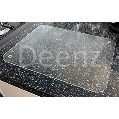 Image of Deenz Clear Glass Kitchen Worktop Saver/Chopping Board 50 X 40Cm Round Corner
