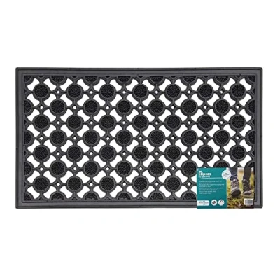 Image of JVL Heavy Duty Rubber Elipse Circles Design Floor Door Mat Suitable for Caravan, Home, Office, 40 x 70 cm