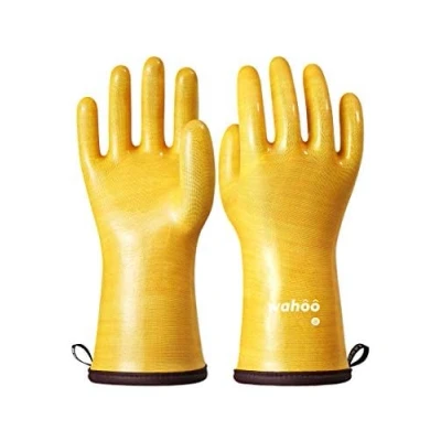 Image of LANON Protection wahoo Liquid silicone Oven gloves, heat resistant Food Grade, Waterproof, Non Slip, BBQ, Baking, Cooking Mitts, L/9