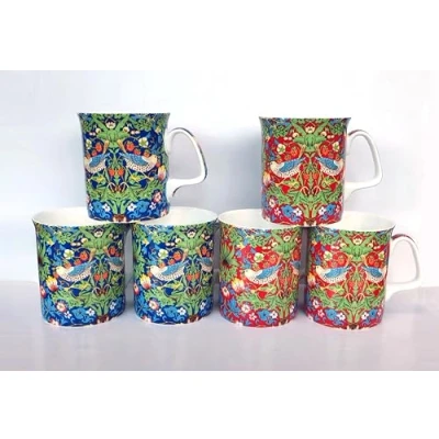 Image of William Morris Set of six fine Bone China marlbourgh Mugs
