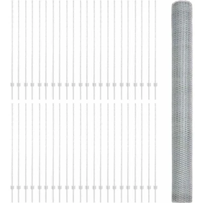 Image of vidaXL Fence Posts 22 pcs U Channel 150 cm Galvanised Steel