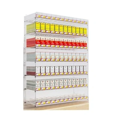Image of Convenience Store Cigarette Shelf Countertop Clear Showcase Holder Display Cabinet Stand Shop Auto Push Pushers Divider Pusher Tray Rack For Market Stores(91.5x23.2x8