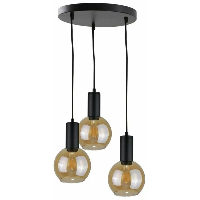 Image of Jantar Cluster Pendant Ceiling Light Black, 30cm, 3x E27
