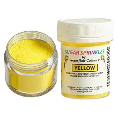 Image of Sugarflair Yellow Edible Glitter Sugar Sprinkles for Cake Decorating, Sprinkle on Cakes, Cupcakes and Treats 40g