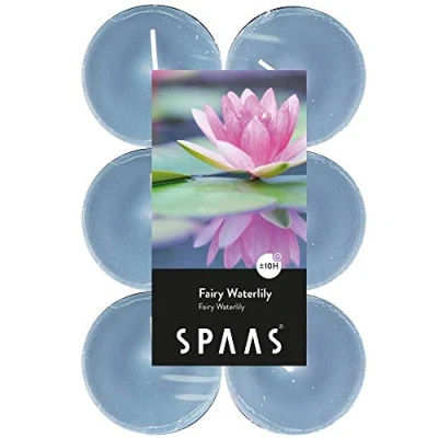 Image of Spaas 12 Scented Maxi Tealights, 10 Hours, Fairy Waterlily, Grey Blue