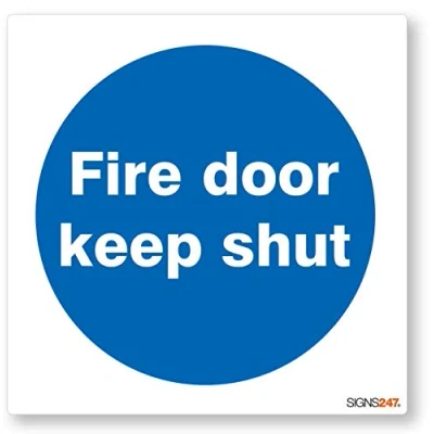 Image of 2 Pack Fire Door Safety Signs Keep Shut Stickers Self Adhesive Vinyl 80mm x