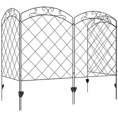 Image of Outsunny Garden Fencing Panels 43&quot; x 11.4ft Flower Bed Border Edging Animal Swirls