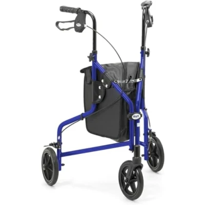 Image of Days 240L Lightweight Aluminium Folding 3 Wheel Tri Walker with Locakble Brakes and Carry Bag Blue (Eligible for VAT relief in the UK)