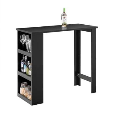 Image of SoBuy® FWT17 SCH, Kitchen Dining Table, Bar Table Coffee with 3 Tier Storage Rack, Black