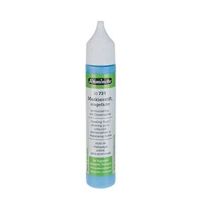 Image of Schmincke masking pen coloured, 25 ml, 50 731 005, dosing pen, blue liquid for opaque areas of paintingson watercolour paper, smooth drawing cardboard, ammonia free